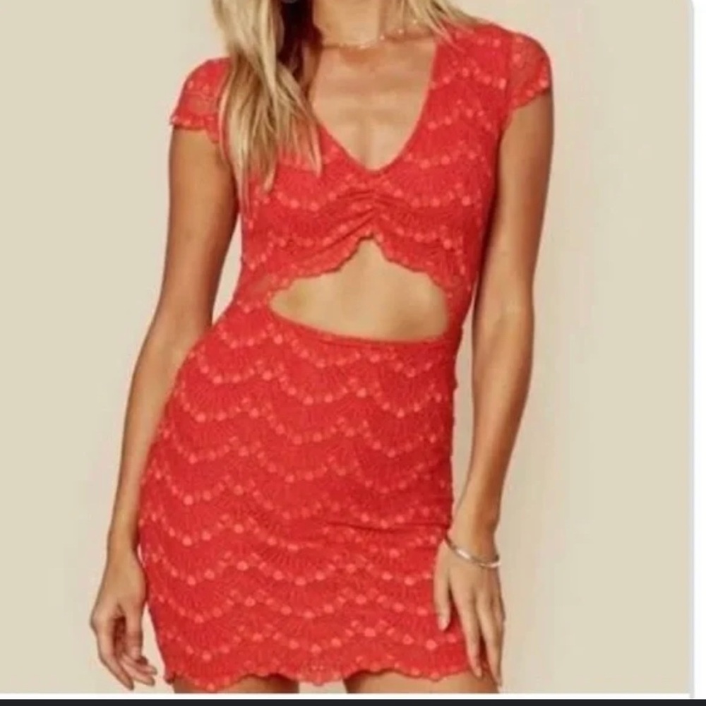 Nightcap red lace cutout dress size M
